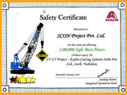 100,000 Safe man hours certificate presented by 