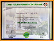 1,00,000 Safe man hours certificate presented by 